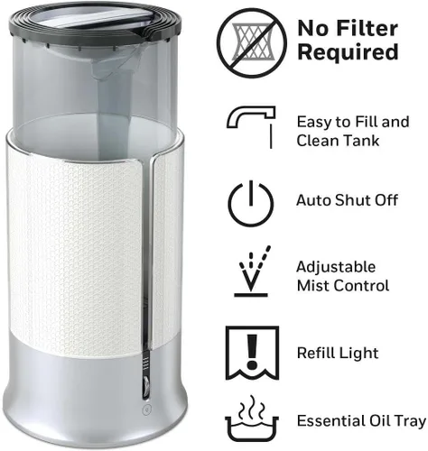 Miniatura 2 de Honeywell Designer Series Humidificador de niebla fría, humidificadores de habitación, color blanco