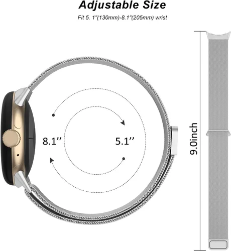 Miniatura 3 de Correa de metal para Google Pixel Watch 3 de 1.614 pulgadas/Pixel Watch 2/Pixel Watch para mujeres y hombres, correa de repuesto de malla de acero