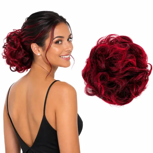 Miniatura 25 de CAISHA Postizo Grande Scrunchy Recogido Peinado Nupcial Rizado Moño Despeinado Marrón Chocolate Oscuro G2E