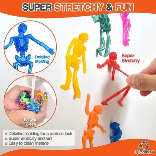 Miniatura 2 de UpBrands 36 juguetes de esqueleto para niños: recuerdos elásticos de fiesta de Halloween, rellenos sensoriales de truco o trato, juguetes de bolsa