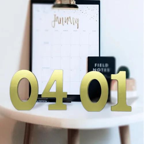 Miniatura 4 de AOCEAN Números de madera dorada de 6 pulgadas, número de madera sin terminar para pared, números decorativos de pie, rebanadas, decoración