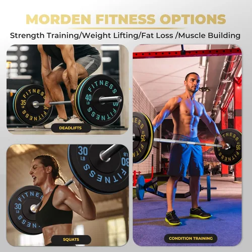 Miniatura 9 de Discos de peso olímpicos de 2 pulgadas y caucho para barras, discos para gimnasio en casa, entrenamiento de fuerza y levantamiento de pesas, 10 a