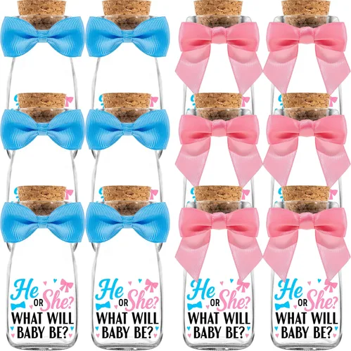 Miniatura 12 de Ethisa Vintage Paquete de 12 Botellas de Vidrio de Leche Baby in Bloom con Cintas y Calcomanías - Elegantes Regalos de Baby Shower para Invitados