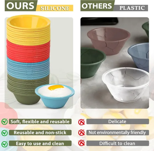 Miniatura 4 de Webake 36 piezas de silicona de platino Puto Molder filipino de tamaño pequeño, 2.2 pulgadas reutilizable Kutsinta para vaporera, taza de repuesto