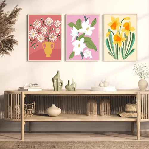 Miniatura 5 de cupmod Pintura de Flores por Números para Adultos, Niños y Principiantes, Kits de Pintura Acrílica Fácil por Números en Lienzo Sin Marco, Kits