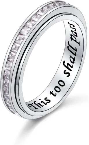 Anillos giratorios de plata de ley S925 para ansiedad, preocupación, aliviar el aburrimiento, TDAH, autismo, banda para mujeres y adolescentes