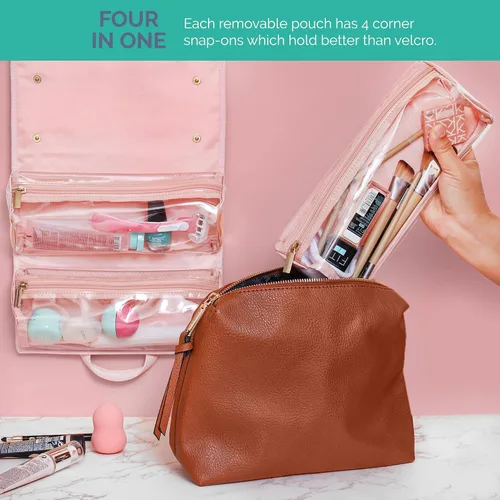 Miniatura 6 de Neceser de viaje colgante para mujer, bolsa de viaje plegable para mujer, 4 bolsas de viaje extraíbles XL aprobadas por la TSA para cosméticos