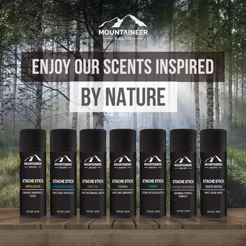 Miniatura 4 de Mountaineer Brand Stache Stick Aroma de Apalachia Hecho con ingredientes naturales West Virginia Firme y duradero Cera de bigote