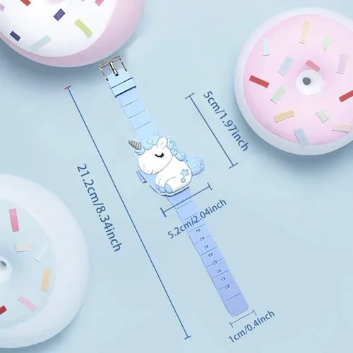 Miniatura 5 de Reloj de unicornio para niños para niñas pequeñas, tiempo de aprendizaje 3D lindo diseño de concha de dibujos animados niños reloj LED digital