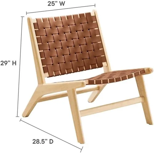 Miniatura 3 de Modway Saoirse - Sillón decorativo de madera de piel sintética en color marrón natural