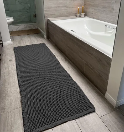 Miniatura 11 de Tapete de Baño Waffle Mejorado – Ultra Suave, Súper Absorbente y Alfombra Antideslizante con Borlas, Lavable a Máquina, Respaldo de Goma para Baño