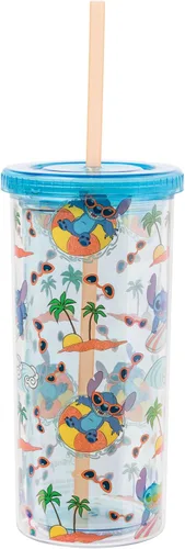 Miniatura 24 de Silver Buffalo Care Bears - Vaso alto de plástico iridiscente con diseño de estrellas arcoíris con tapa y pajilla, 20 onzas Care Bears iridiscentes