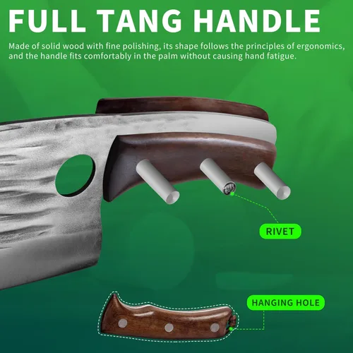 Miniatura 6 de FULLHI Juego de 17 piezas de cuchillos de carnicero y chef, incluye funda, cuchillo de cocina de acero de alto carbono, espiga completa, cuchillo