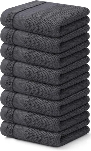 Homaxy Toallas de cocina 100% algodón con tejido de gofre, 13 x 28 pulgadas, súper absorbentes y lavables a máquina, para secar platos, paquete de