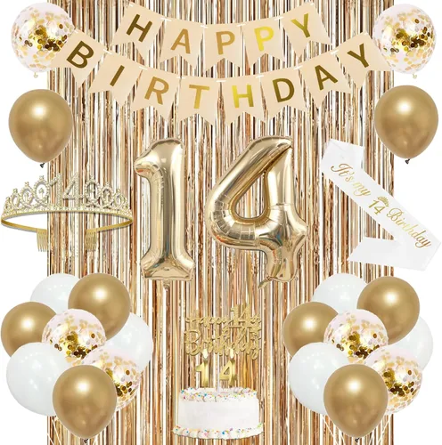 Miniatura 36 de Trgowaul Decoraciones de 9º cumpleaños para niñas, pancarta, banda y corona, decoración de pastel, globo de número 9, cortinas de flecos