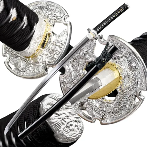 Miniatura 14 de Katana，Hand-Forged Katana Sword，Razor-Sharp 1095 & T10 Damascus Steel Blade, Full-Tang Structure for Martial Arts Practice, Collector's Display