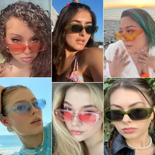 Miniatura 8 de Gafas de sol para fiesta, a granel, retro, pequeñas, rectangulares, para mujer, vintage, cuadradas, paquete de 12