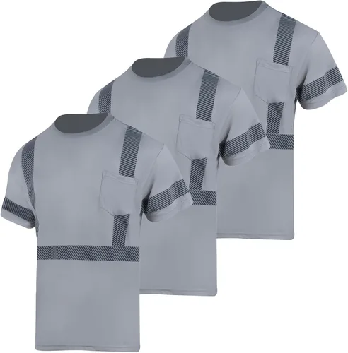 Miniatura 12 de VENDACE 3 piezas de seguridad camisetas reflectantes clase 3 alta visibilidad Hi Vis manga corta construcción trabajo camisas para hombres azul