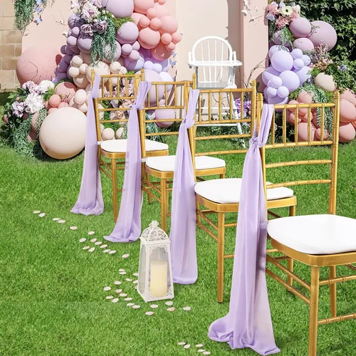 Miniatura 8 de Camino de mesa de gasa morado claro de 10 pies, paquete de 10 guirnaldas de gasa para boda, despedida de soltera, fiesta, tela transparente