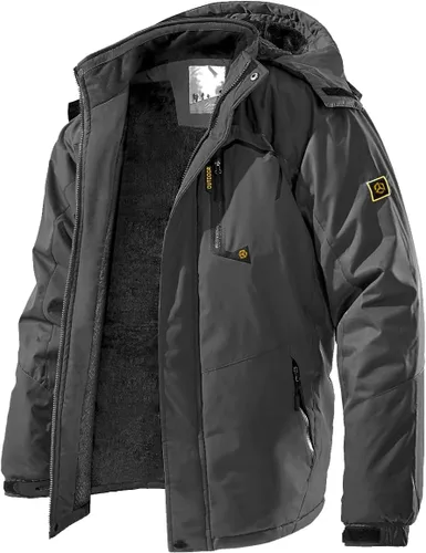 Miniatura 9 de Chaqueta de esquí para hombre, de invierno, con forro polar cálido, impermeable, cortavientos, con capucha, para montaña, senderismo, nieve y lluvia