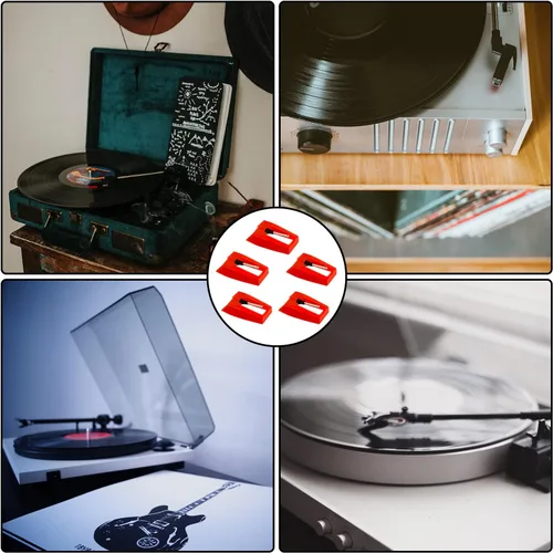 Miniatura 7 de 5 agujas para tocadiscos, aguja de repuesto para tocadiscos duradera, repuesto para tocadiscos de vinilo (rojo)