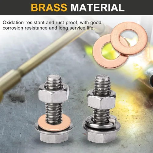 Miniatura 6 de uxcell Arandela plana M10, 12 piezas de arandelas planas de anillo de cobre de 20 mm DE 1,5 mm de espesor Junta de sello de anillo de metal