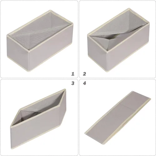 Miniatura 3 de Juego de 12 cajones plegables divisores de tela, caja de almacenamiento de armario, cómoda, cubo, contenedores de tela para ropa interior, Gris