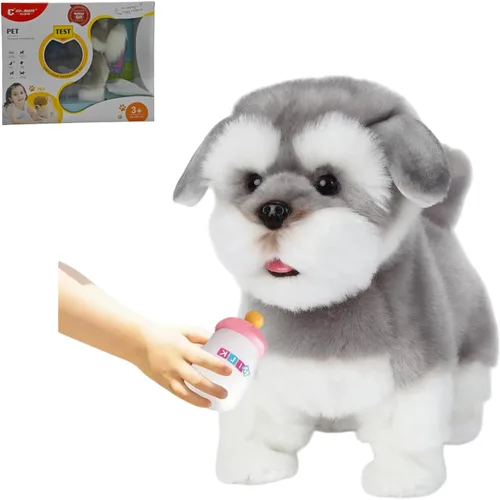 Miniatura 9 de Juguete de perro de peluche electrónico caminante de Pomeranian, cachorro realista interactivo robot mascota perro, caminando, ladrando, moviendo