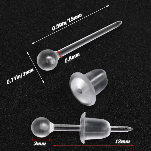 Miniatura 2 de Aretes invisibles de plástico transparente, repuesto de silicona para cirugía, trabajo, deportes, suministros de bricolaje para mujeres, niñas