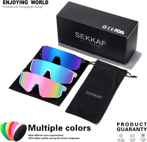 Miniatura 6 de SEKKAF Gafas de sol de béisbol juveniles para niños, gafas de sol deportivas para niños y niñas, gafas de softbol para ciclismo, protección UV400