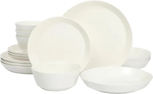 Miniatura 16 de Gibson Home Oslo - Juego de vajilla de porcelana resistente a las astillas y a los arañazos de 12 piezas, servicio para 4 – Platos y cuencos negros