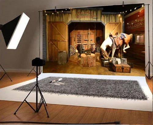 Miniatura 3 de Yeele Telón de fondo del salvaje oeste de 8 x 6 pies para fotografía, fondo de silla de montar de vaquero del viejo oeste, decoración de fiesta