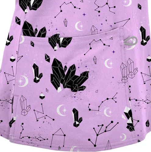 Miniatura 5 de Conjunto médico de enfermería para mujer, camiseta estampada GT 4FLEX y pantalón deportivo, piedra preciosapantalón negro, talla XL, GemstoneBlack