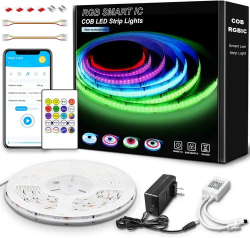 Miniatura 9 de GUPUP Tira de luces LED de 100 Pies, luces LED para dormitorio de 100 pies, cuerda de luz RGB para habitación, control de APP Bluetooth, tira que