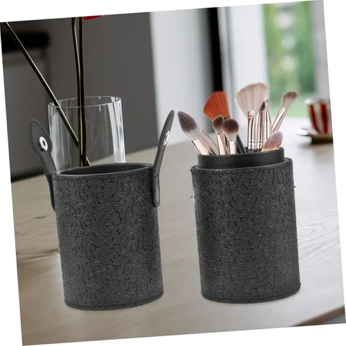 Miniatura 4 de Makeup Brush Canister Elegant Black Cosmetic Tool Storage Case for Professionals and Travel Space-saving Design Portable and Lightweight Anti-slip