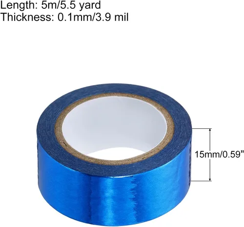 Miniatura 2 de PATIKIL Cinta Washi metálica de 0.591 in x 16.4 ft, 1 rollo de adhesivo adhesivo autoadhesivo para decoración de manualidades, color azul oscuro