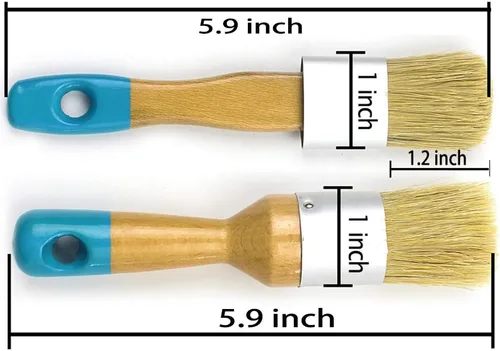 Miniatura 3 de MAXMAN Pinceles de tiza para muebles, paquete de 2 pinceles pequeños para cera, cepillo para plantillas, pinceles profesionales de cerdas naturales