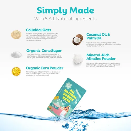 Miniatura 4 de Baño de burbujas natural para niños y bebés, baño de burbujas hipoalergénico para niños con piel sensible, artículos esenciales suaves para bebés