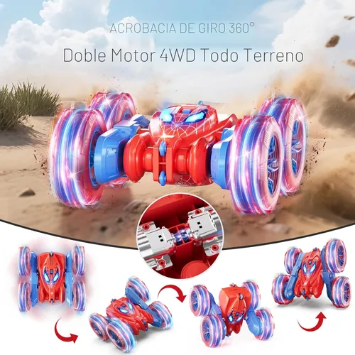 Miniatura 2 de Coche de control remoto de araña, RC de acrobacias de 360° para niños de 6 a 12 años de edad, rotación de doble cara, 4WD, luces de ruedas geniales