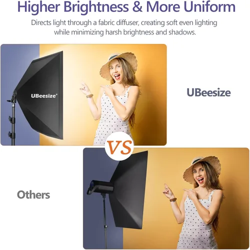 Miniatura 4 de UBeesize Softbox Kit de iluminación para fotografía, kit de iluminación continua de 27" x 20" con 2 bombillas de 40W E27 Socket de 6500K