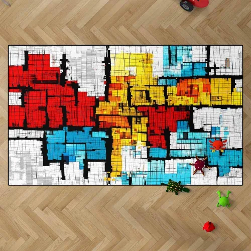 Miniatura 24 de TOMWISH - Alfombra abstracta pintada a mano en blanco y negro con pintura dorada, sala de estar, dormitorio, decoración de suelo, alfombra