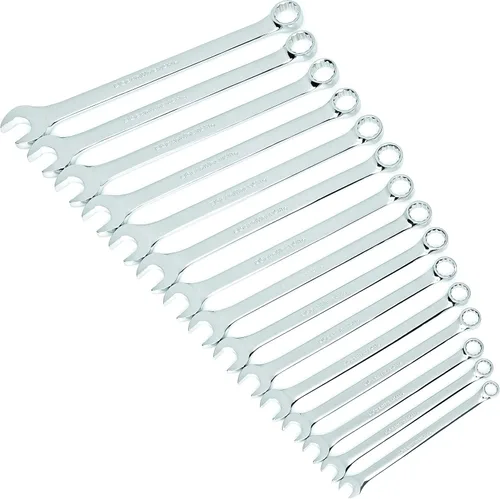 GEARWRENCH 81902 Juego de llaves combinadas de 15 piezas de 12 puntos, patrón largo, métrico