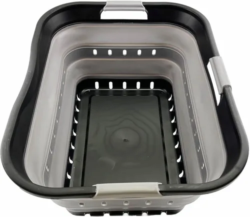 SAMMART Cesta plegable de plástico para lavandería de 42L (11 galones), contenedor de almacenamiento plegable y organizador, cesta que ahorra