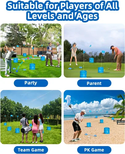 Miniatura 6 de Juego de golf con palo para diestros, práctica de golf con 3 cubos, regalo de golf al aire libre para adultos, agujeros de golf al aire libre juego