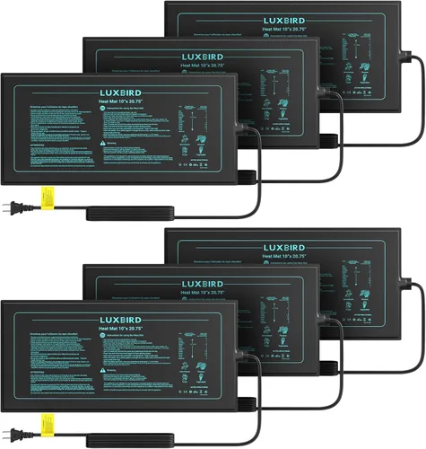 LUXBIRD Tapete térmico mejorado para plántulas 2026, paquete de 6 unidades de 10 x 20.75 pulgadas, almohadilla térmica hidropónica cálida con