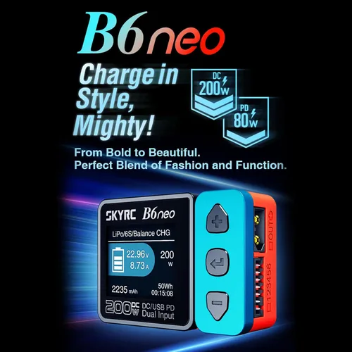 Miniatura 2 de GoolRC Cargador inteligente B6neo Cargador de batería Lipo, DC 200W PD 80W Cargador de equilibrio de batería descargador para 1-6s Negro