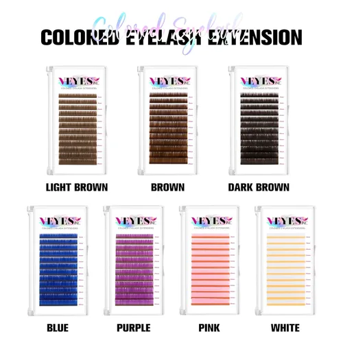Miniatura 6 de VEYES INC Extensiones de pestañas de colores 03 05 07 15 C/D rizo 0.315-0.630 pulgadas de longitud mixta, pestañas individuales de seda de primera