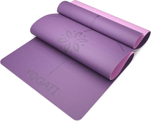 Miniatura 7 de YOGATI® Esterilla de Yoga con Correa con Líneas de Alineación. Esterilla de Entrenamiento en Casa para Mujeres, Hombres y Niños. Esterilla de Yoga