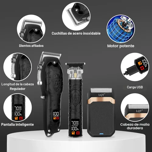 Miniatura 5 de Juego de cortapelos profesional para hombres, afeitadora eléctrica, maquinilla de afeitar inalámbrica, cortadora de pelo, cortadora de barba, kit