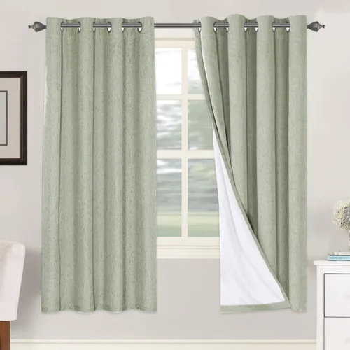Miniatura 49 de H.VERSAILTEX Cortinas opacas de lino de 72 pulgadas de largo, 100% absolutamente opacas, con aislamiento térmico, con textura de lino, cortinas